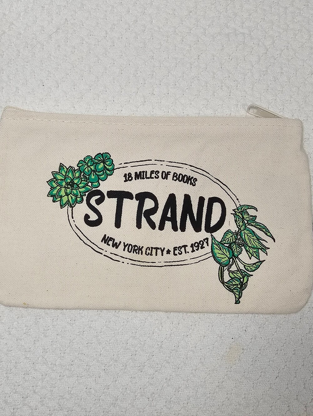 STRAND Bookstore Canvas Pouch with Green Succulent Print - NWT